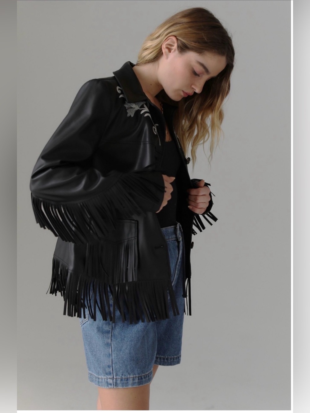 NWOT Arden Faux Leather Western Fringe Jacket by Urban Outfitters